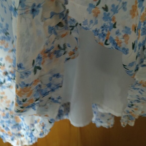 Shein Women's Medium Baby Doll Ruffle Floral Short Sleeve Dress Peasant Boho - Picture 5 of 6